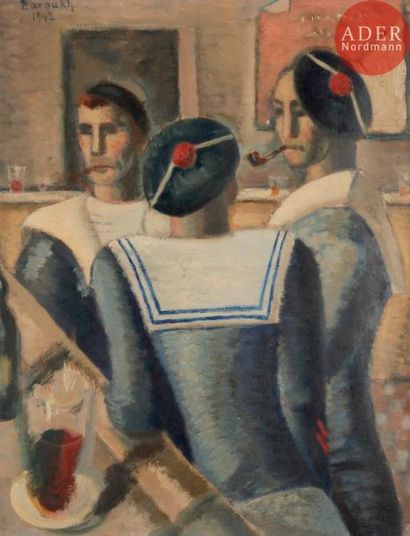 null Ézéquiel BAROUKH [égyptien] (1909-1984)
Alexandrie, trois marins au comptoir,...