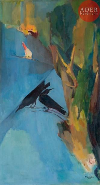 null Ahmed SHAHABUDDIN [bangladais] 
(né en 1950)
Les Oiseaux, 1976
Huile sur toile.
Signée...
