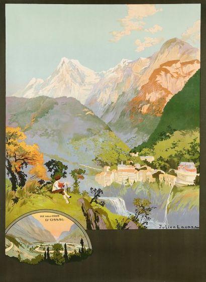 Julien LACAZE Vallée d'Ossau. Non entoilée. Bon état. 108 x 74 cm.