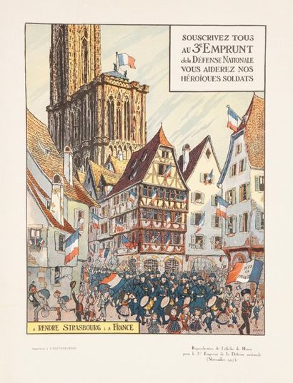 HANSI 3e Emprunt. Nov. 1917. Strasbourg Entoilée. Bon état. 60 x 40 cm.