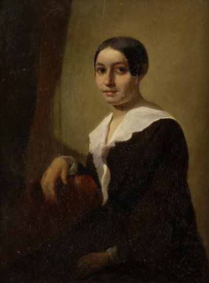 null École FRANÇAISE ver 1850
Portrait de dame à mi-corps
Milboard 
29 x 22 cm
Restaurations...