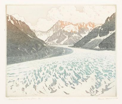 null Henri Meunier (1873-1922)
Le Mont Blanc ; Chamonix, la mer de glace. 1886. Eau-forte...