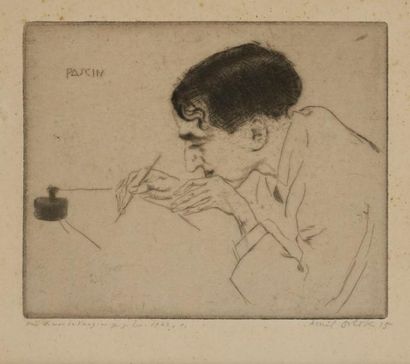 null Emil Orlik (1870-1932)
Pascin dessinant. 1911. Pointe sèche. 120 x 100. Belle...