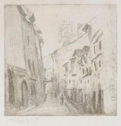 null Camille Pissarro (1830-1903)
Une ruelle à Rouen (rue des Arpents). 1883. Eau-forte...
