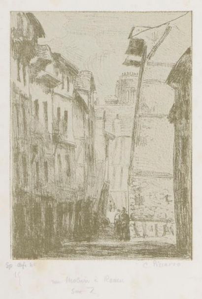 null Camille Pissarro (1830-1903)
Rue Molière, à Rouen. 1896. Zincographie. 140 x...