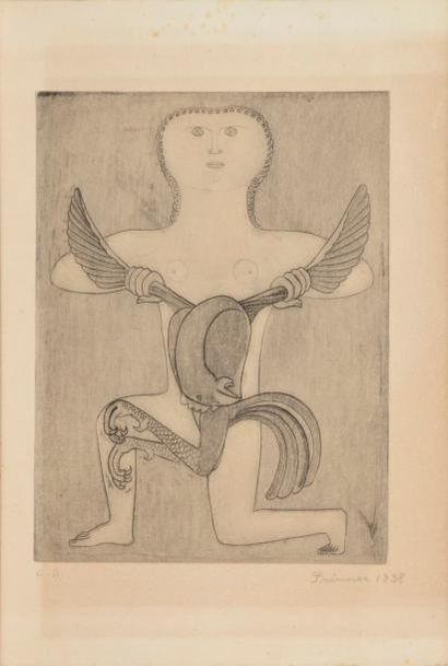 null Anton Prinner (1902-1983)
Femme au coq. 1938. Eau-forte. 207 x 268. Belle épreuve...