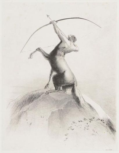 null Odilon Redon (1840-1916)
Centaure visant les nues. 1895. Lithographie. 240 x...