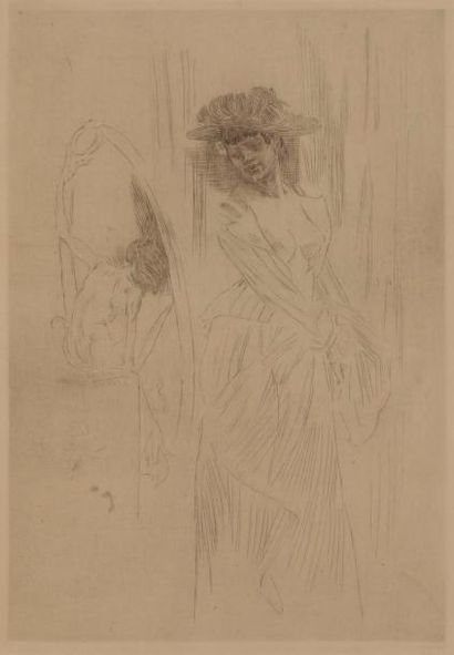 null Félicien Rops (1833-1898)
Miroir de coquetterie II. Eau-forte. 198 x 280. Exsteens...