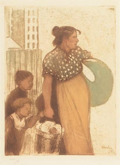null Théophile-Alexandre Steinlen (1859-1923)
Ménagères et enfants rentrant du lavoir....