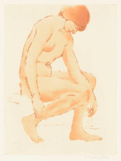 null Théophile-Alexandre Steinlen (1859-1923)
Nu assis penché vers l’avant, une jambe...