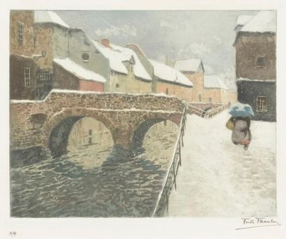 null Frits Thaulow (norvégien, 1847-1907)
Pont d’Amiens. 1895-1896. Eau-forte et...