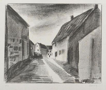 null Maurice de Vlaminck (1876-1958)
Rue à Hérouville. 1921. Lithographie. 465 x...