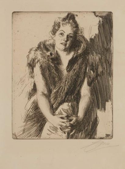 null Anders Zorn (1860-1920)
Maja von Heijne. 1900. Eau-forte. 195 x 245. Asplund...