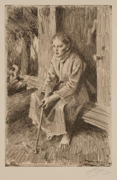 null Anders Zorn (1860-1920)
Valkulla. 1912. Eau-forte. 198 x 297. Asplund 251. Très...