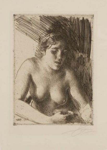 null Anders Zorn (1860-1920)
Buste. 1916. Eau-forte. 177 x 247. Asplund 272. Très...