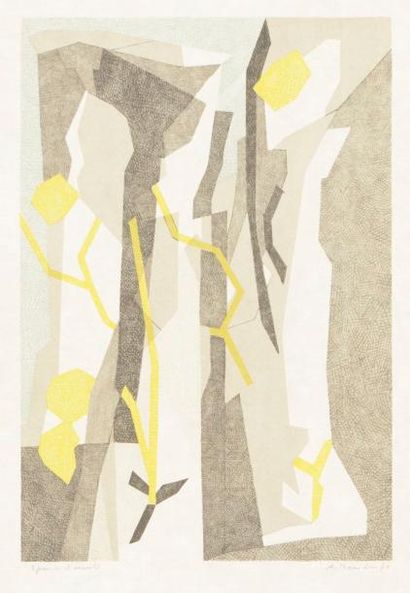 null André Beaudin (1895-1979)
Feuilles de soleil. 1971. Lithographie. 225 x 330....