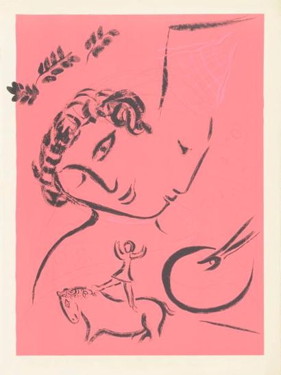 null Marc Chagall (1887-1985)
Le Peintre en rose. Affiche pour une exposition au...