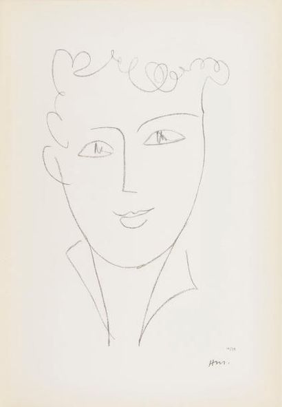 null Henri Matisse (1869-1954)
Jeune étudiante. 1952. Lithographie. 205 x 325. Duthuit-Garnaud...