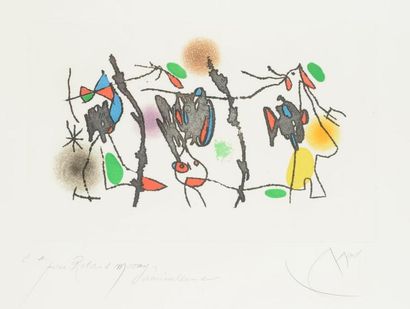 null Joan Miró (1893-1983)
Ocellaire. 1972. Eau-forte et aquatinte. 470 x 295. Dupin...