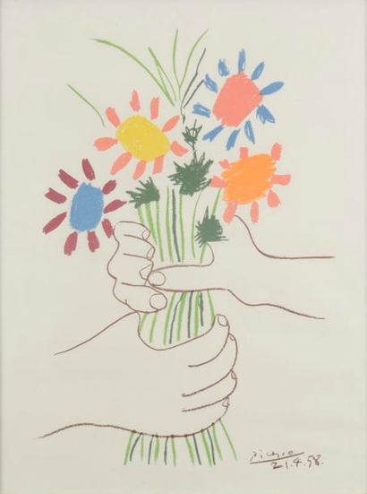 null Pablo Picasso (1881-1973) (d’après)
Bouquet de fleurs. Lithographie d’après...