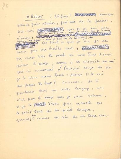 null Marcel JOUHANDEAU (1888-1979). Manuscrit autographe, [1947] ; 95 pages petit...