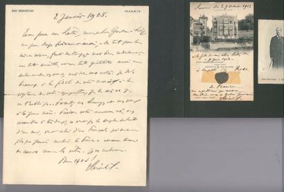 null [Gaston Méry (1866-1909) romancier et journaliste]. 35 lettres ou pièces, la...