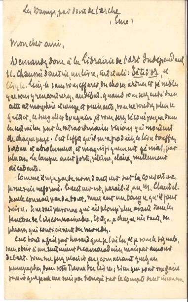 null Octave MIRBEAU (1848-1917). L.A.S., Les Damps [24 février 1892], au journaliste...