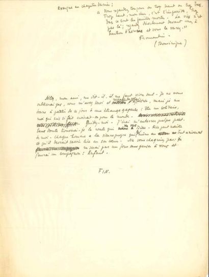 null Maurice SACHS. L.A.S. « Maurice », et manuscrit autographe ; 1 page in-8 et...