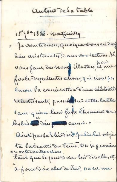 null George SAND. Manuscrit autographe signé, Autour de la table, septembre 1856 ;...