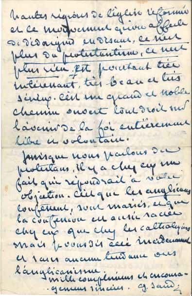 null George SAND. L.A.S., Nohant, 17 août « 62 » [1863, à Amable-Louis Boué de Villiers] ;...