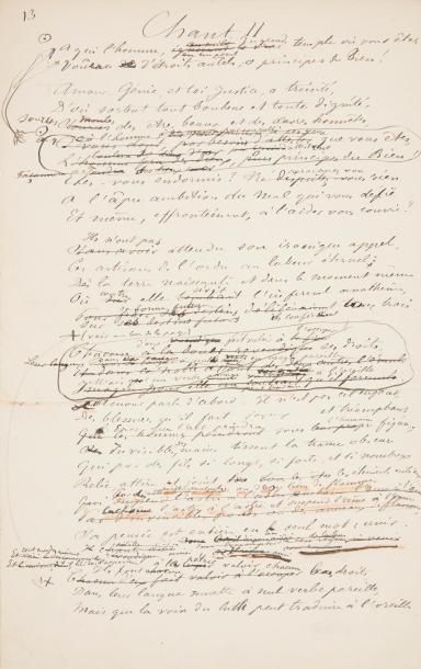 null SULLY-PRUDHOMME (1839-1907). Poème autographe, Les Destins ; titre et 17 ff....