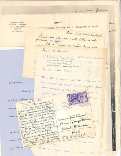 null Jean TENANT (1885-1986) écrivain et critique. Ensemble de manuscrits autographes,...