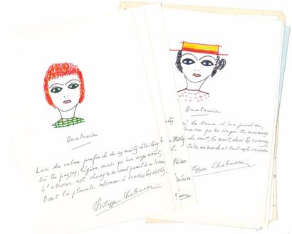 null Philippe CHABANEIX (1898-1982). 21 poèmes autographes dont 6 avec dessin, et...
