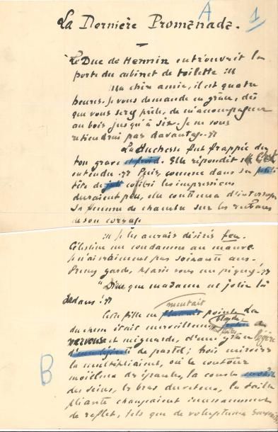 null Léon DAUDET (1868-1942). Trois manuscrits autographes signés ; 23 pages in-fol....