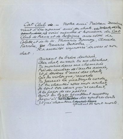 null Tristan DERÈME (1889-1941). 13 manuscrits autographes (un signé), 38 L.A.S....