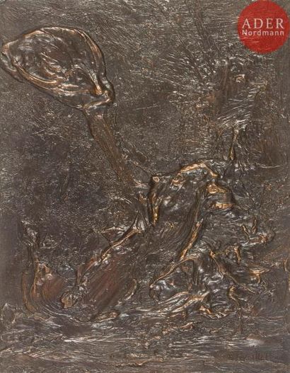 null Roger Edgar GILLET (1924-2004)Les MutantsSuite de 10 plaques en bronze patiné.Signées...