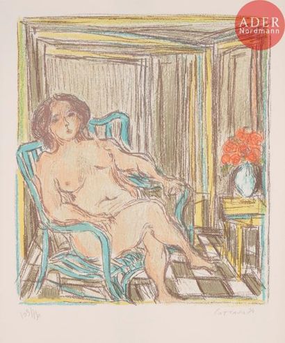 null André COTTAVOZ (1922-2012)Femme nue assise, 1974Lithographie.Signée, datée et...
