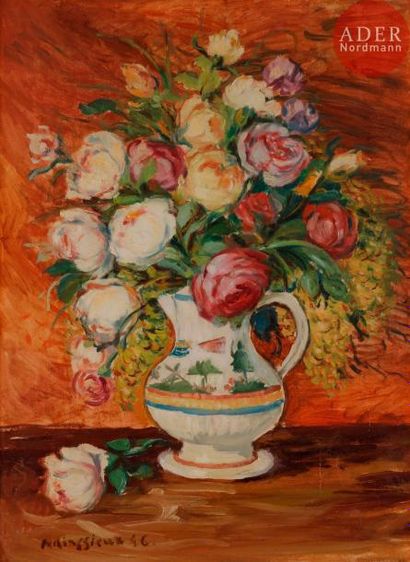 null Lucien MAINSSIEUX (1885-1958)Vase de fleurs, 1946Huile sur toile.Signée et datée...