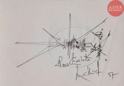 null Georges MATHIEU (1921-2012)Compositions, 1987Deux dessins:Un au stylo bille.Signé,...