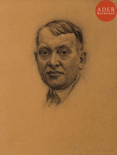 null Pascal DE BEUCKER (1861-1945)Tête d’hommeFusain.Signé en bas à droite.57 x ...