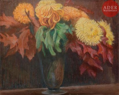 null Leslie Giffen CAULDWELL (1861-1941)Vase de fleurs, 1932Pastel.Signé et daté...