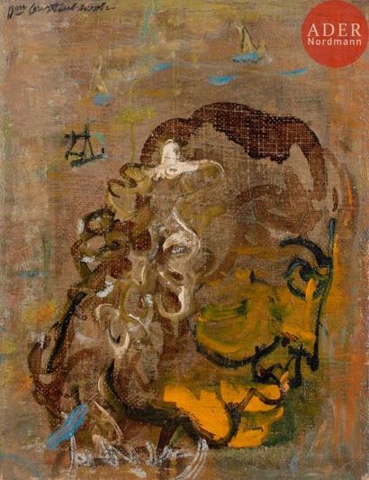 null Pierre COURTENS (1921-2004)Portrait d'homme de profilHuile sur toile contrecollée...