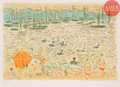 null André COTTAVOZ (1922-2012)La Plage, 1975Lithographie.Signée, datée et numérotée...