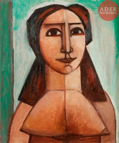 Georges-Henri PESCADÈRE (1915-2003) 
Femme nue en buste, 1979-2002
Huile sur toile.
Monogrammée...