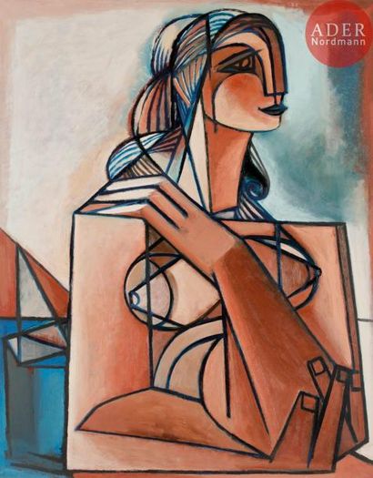 Georges-Henri PESCADÈRE (1915-2003) 
Femme en buste aux bras croisés, 1980
Huile...