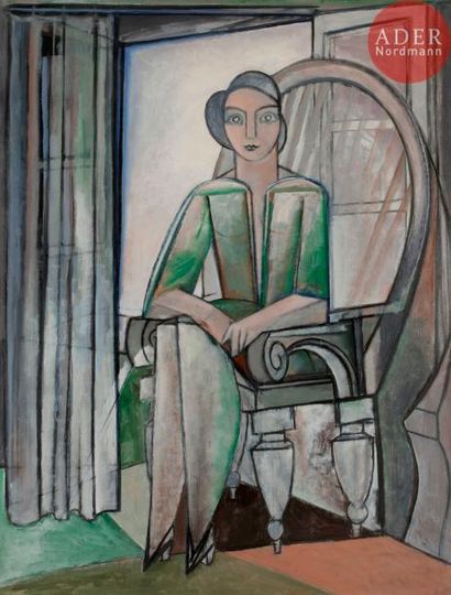 Georges-Henri PESCADÈRE (1915-2003) 
Femme assise, 1983
Huile sur panneau.
Monogrammée,...