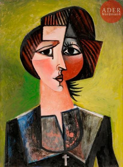 Georges-Henri PESCADÈRE (1915-2003) 
Portrait de femme, 1987
Huile sur panneau.
Monogrammée...