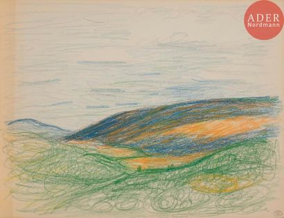 null Dora MAAR (1907-1997)
Paysage
Crayon gras.
Porte au dos le timbre de la vente...