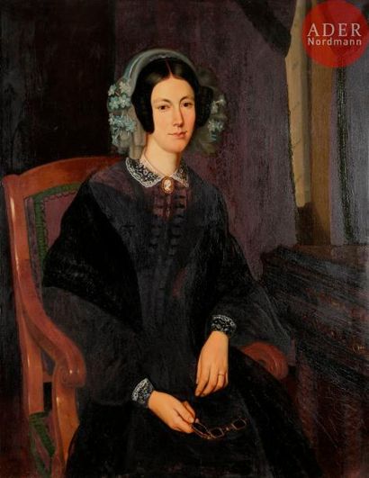 null Louis François HERISSON (Paris 1810 - 1859)
Portrait de dame dans un fauteuil...