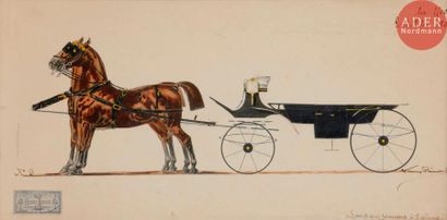 null Henry BINDER (1858-1903)
Calèches
9 aquarelles sur traits gravés.
Signées.
17.5...